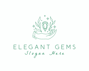 Natural Hand Crystal Gem logo design