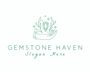 Natural Hand Crystal Gem logo design