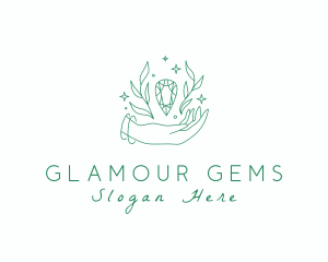 Natural Hand Crystal Gem logo design