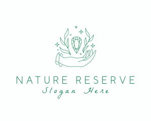 Natural Hand Crystal Gem logo design