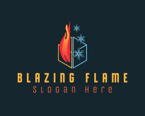 Fire Snowflake Cube logo design