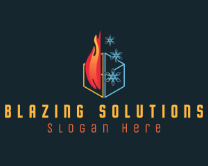 Fire Snowflake Cube logo design