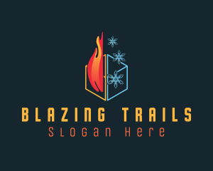 Fire Snowflake Cube logo design