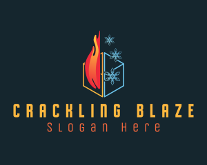 Fire Snowflake Cube logo design