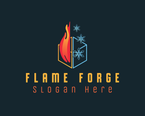 Fire Snowflake Cube logo design