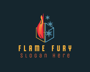 Fire Snowflake Cube logo design