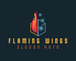 Fire Snowflake Cube logo design