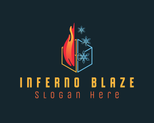 Fire Snowflake Cube logo design