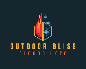 Fire Snowflake Cube logo design