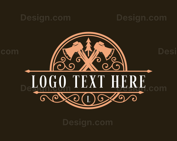 Woods Lumberjack Axe Logo