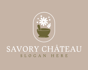 Elegant Potpourri Mortar Pestle logo design