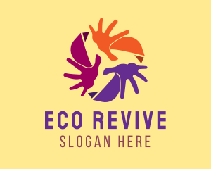 Colorful Recycling Hands logo design