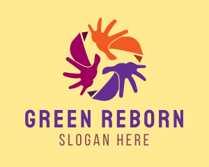 Colorful Recycling Hands logo