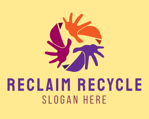 Colorful Recycling Hands logo