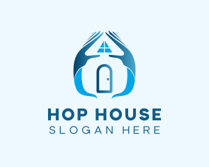 Blue House Hands logo design