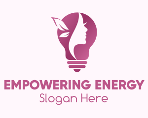 Leaf Woman Light Bulb logo design