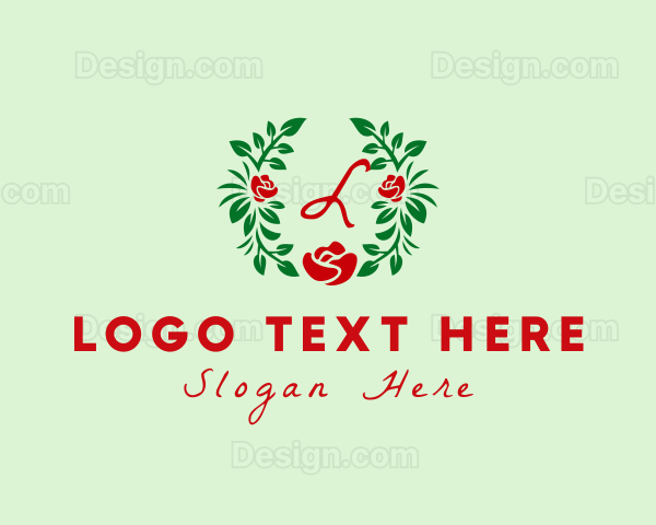 Simple Rose Wreath Flower Logo