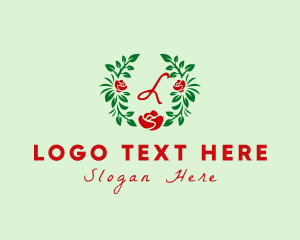 Simple Rose Wreath Flower logo