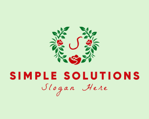 Simple Rose Wreath Flower logo design