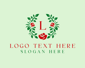 Simple Rose Wreath Flower logo