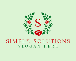 Simple Rose Wreath Flower logo design