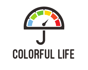 Colorful Umbrella Speedometer logo design