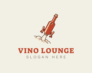 Flying Wine Bottle Rocket logo design