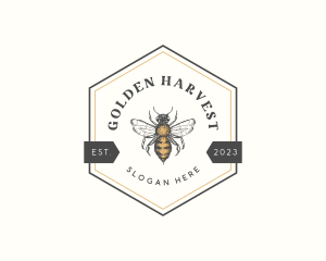 Hexagon Honey Bee logo design