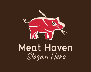 Pork Pig Meat Butcher logo design