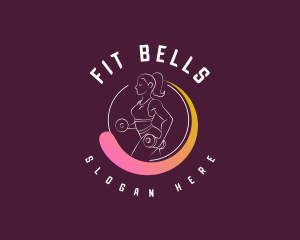 Woman Gym Dumbbell logo design