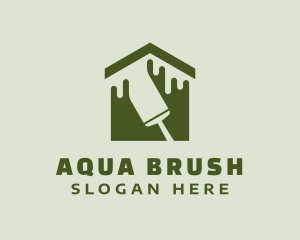 Green Home Paintbrush logo design