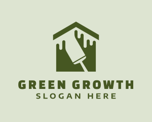 Green Home Paintbrush logo design