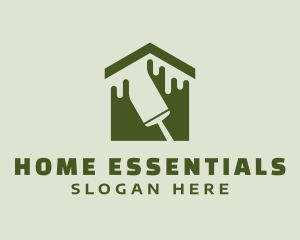 Green Home Paintbrush logo design