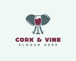 Elephant Wine Glass logo design