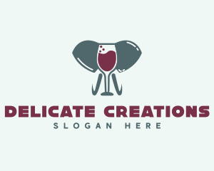 Elephant Wine Glass logo design