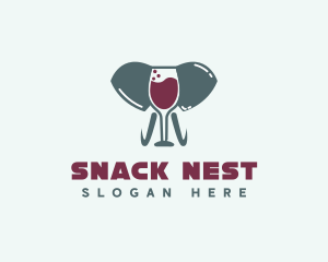 Elephant Wine Glass logo design