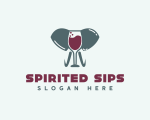 Elephant Wine Glass logo design