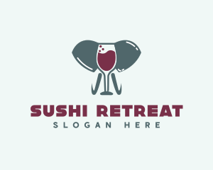 Elephant Wine Glass logo design