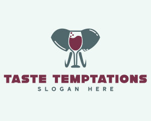 Elephant Wine Glass logo design