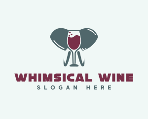 Elephant Wine Glass logo design