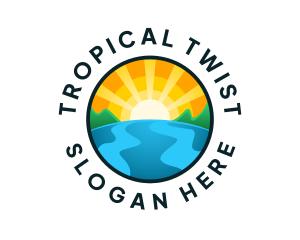 Tropical Beach Island logo design