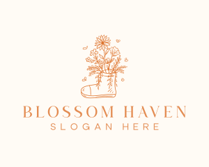 Landscaping Boot Flower logo design