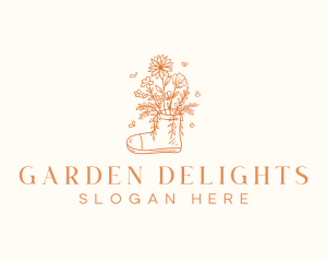 Landscaping Boot Flower logo design