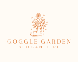 Landscaping Boot Flower logo design