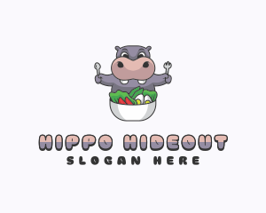 Hippo Dining Salad logo design