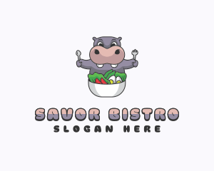 Hippo Dining Salad logo design