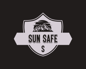 Mountain Sun Shield logo design