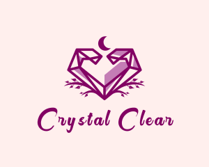 Heart Crystal Moon logo design