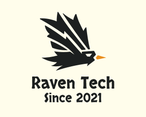 Flying Raven Bird logo design