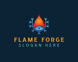 House Fire Snowflake  logo design